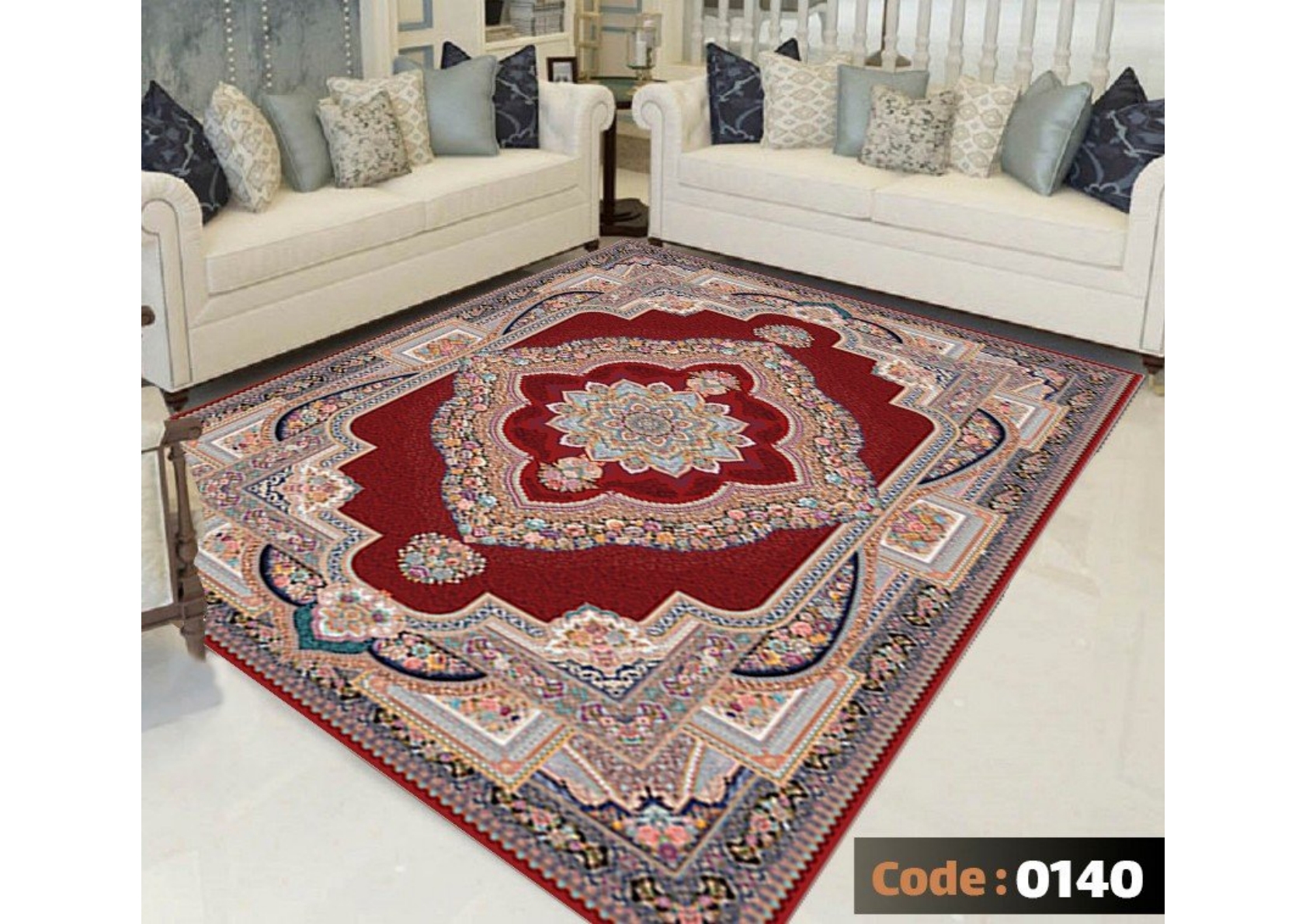rofarshi-keshdar-shanel-code-0140 روفرشی کشدار نیلمانو شانل ترک گرم بالا طرح مدرن و کلاسیک گلدار رنگ قرمز کد0140 - Image 1