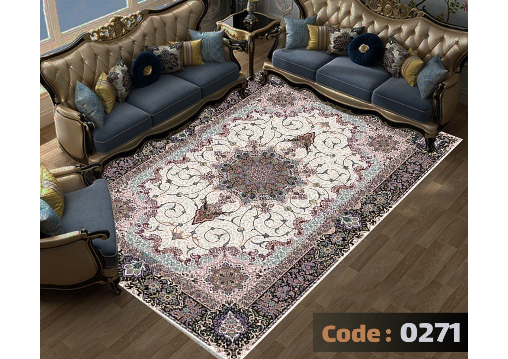 rofarshi-keshdar-shanel-code-0271 روفرشی کشدار نیلمانو شانل ترک گرم بالا طرح مدرن و کلاسیک گلدار کد 0271 - Image 1