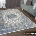 روفرشی کشدار نیلمانو شانل ترک گرم بالا طرح مدرن و کلاسیک گلدار و رنگ طوسی ابی کد 0495